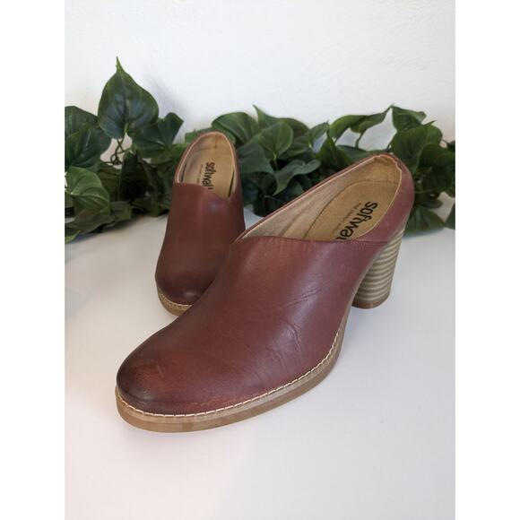 Softwalk Keya Mules Shoes Heels Leather Brown Fall Spring Boho Comfort Size 7N - Picture 1 of 11